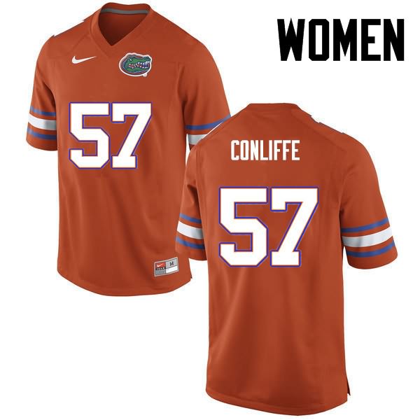 NCAA Florida Gators Elijah Conliffe Women's #57 Nike Orange Stitched Authentic College Football Jersey UAK2664NH